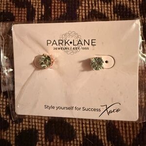 Park Lane Silver Earrings with Green Stones